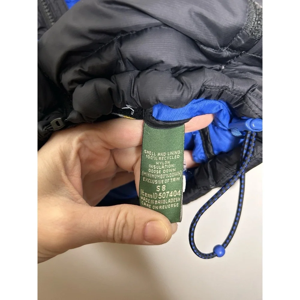 L.L. Bean 650 Fill Down Hooded Jacket Youth Black Stowaway Downtek Size Small 8